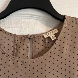 Tan and navy dress blouse